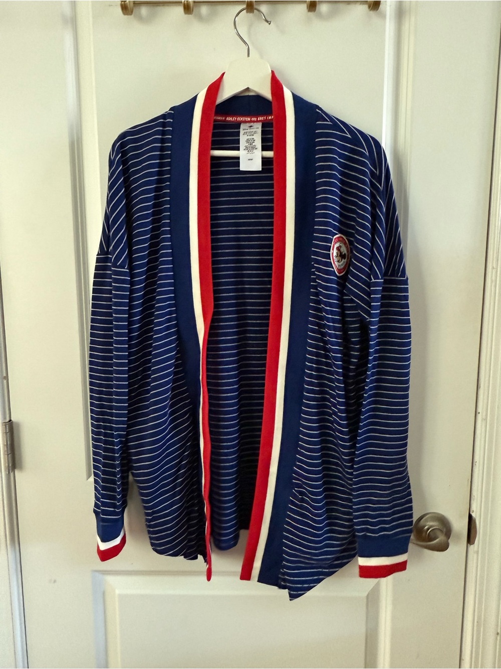 Striped Navy Open Cardigan with Red Trim - DCL Sail Away Collection